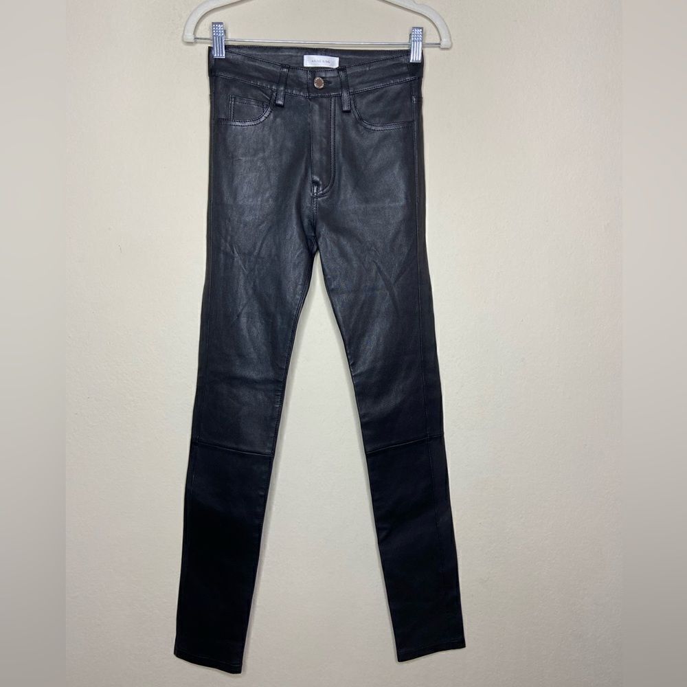 Anine Bing The Jagger Lamb Leather Genuine Skinny Black Pants Size XS - Picture 4 of 6